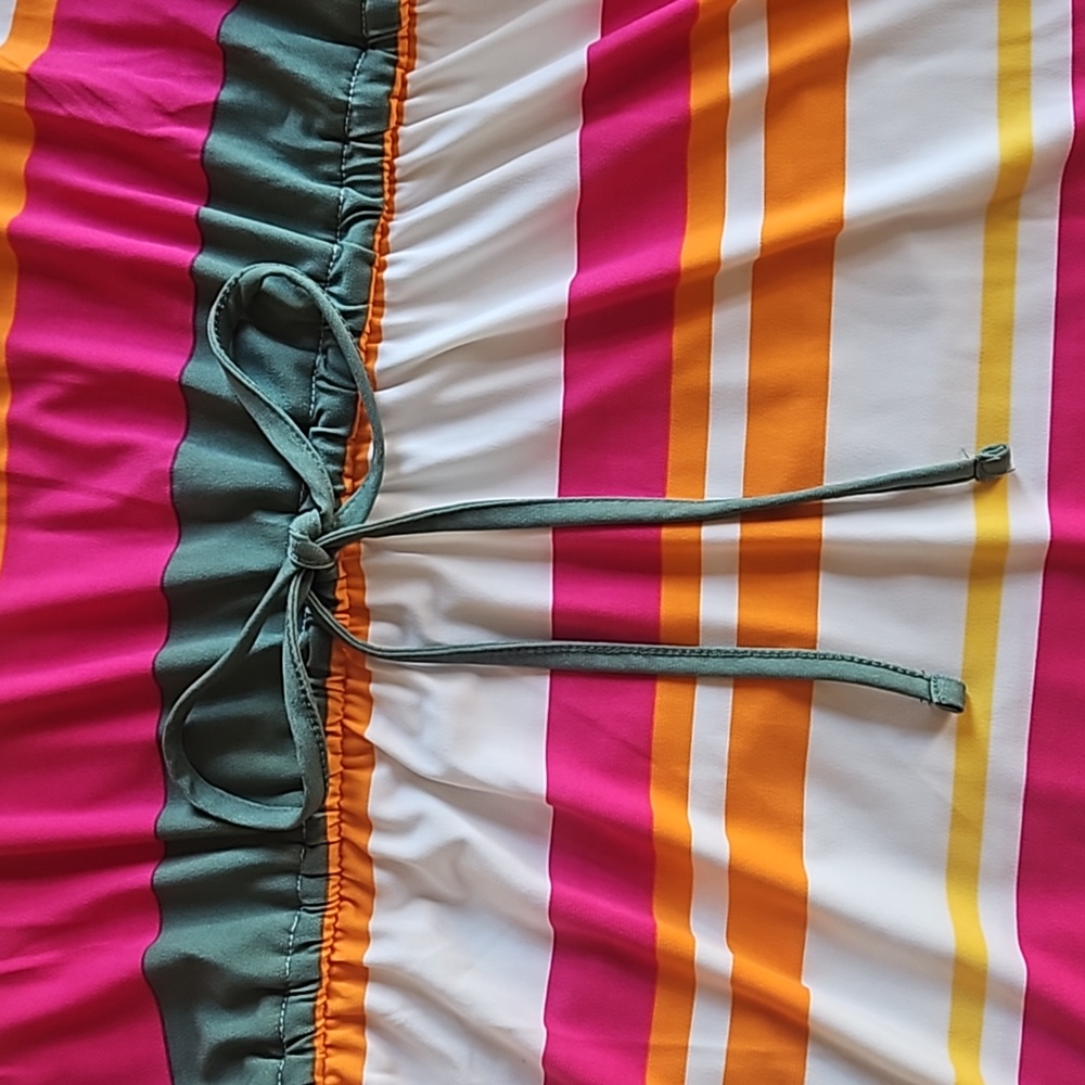 Avon Studio 1886 bright stretchy multicolor striped tank top mini dress S/M NWOT - Picture 3 of 7